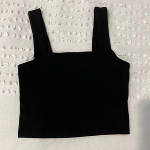 American Eagle Black Cropped Ribbed Tank